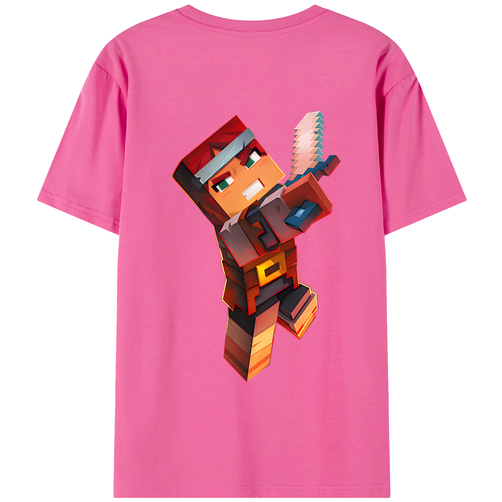 （画像用） マインクラフト ブロックの世界 Minecraft MC Block world レディース半袖Tシャツ(バックプリント)